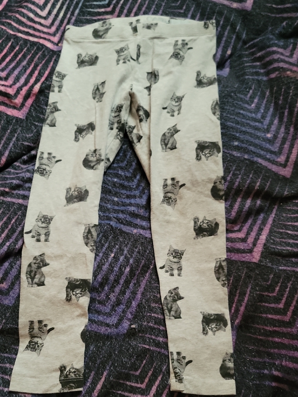 wonder nation Gray Leggings with Black Cat Motif